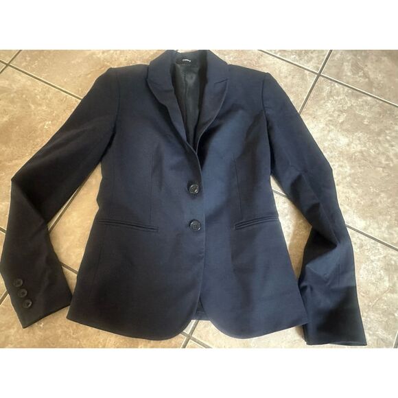 Theory 00 Virgin Wool Lined Blazer Jacket Navy - Picture 1 of 5